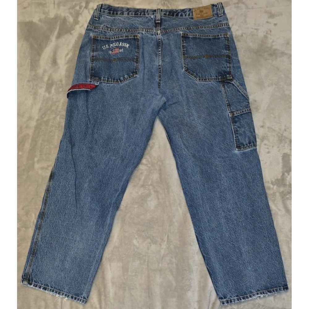 VTG US Polo Assn Jeans Mens 38x32 Carpenter Skater Y2K Baggy Hammer Loop 90s